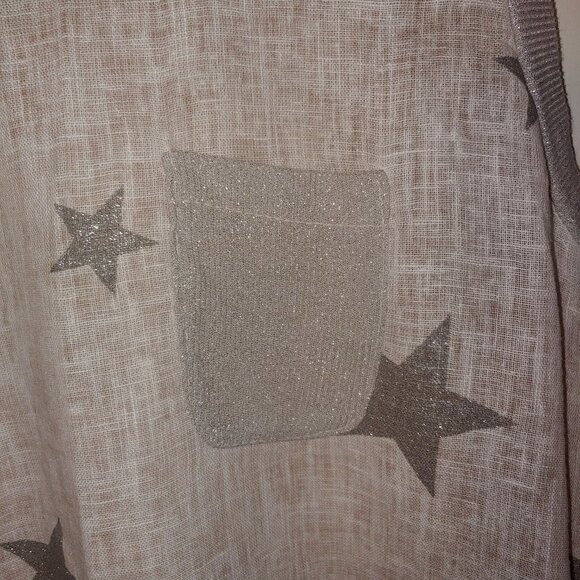 Made in Italy Linen Blend Split Back with Bow Sleeveless Top Silver Cream Size M - Picture 3 of 6